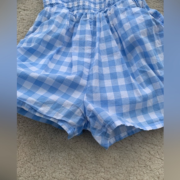 Janie and Jack Size 5 The Emma Gingham Smocked Romper Blue White Plaid One Piece - Picture 9 of 10